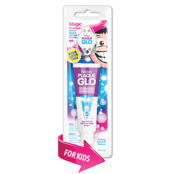 Piksters Plaque GLO - katukontrolli hambapasta lastele